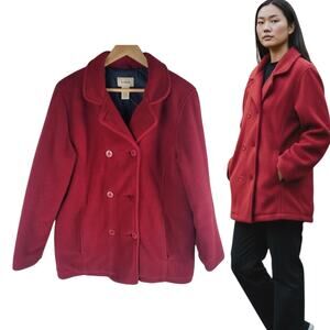 L. L. bean womens pea coat red anchor design buttons lined size M